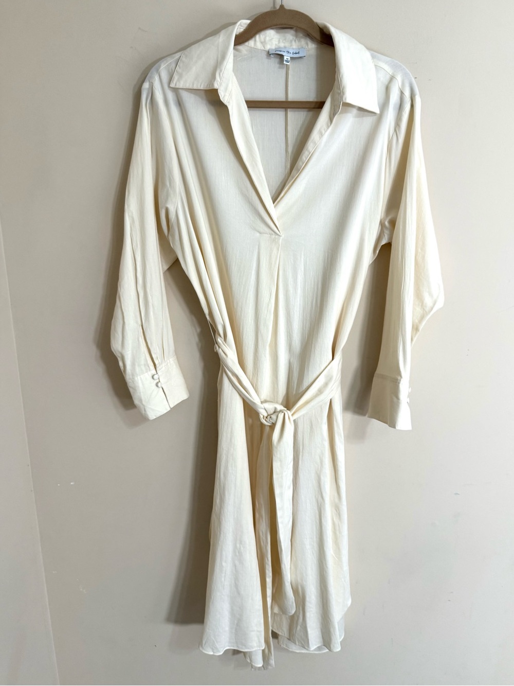 JACQUIE THE LABEL Womens Midi Shirt Dress M Quiet Luxury Coastal Belted Preppy